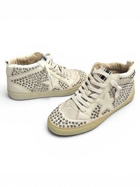 SHU SHOP Severine White Studded High Top Star Sneakers Size 8.5